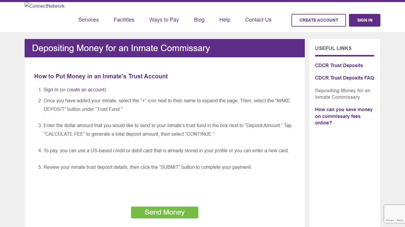 Depositing Money for an Inmate Commissary ConnectNetwork