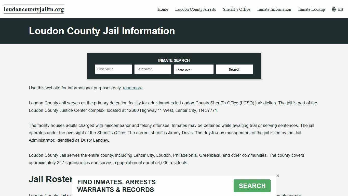Loudon County, TN Jail Roster, Inmate Info