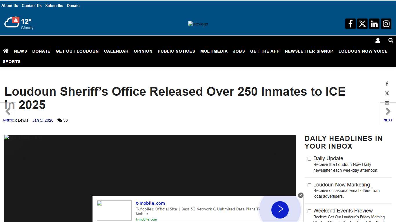 Loudoun Sheriff’s Office Released Over 250 Inmates to ICE In 2025 News loudounnow.com